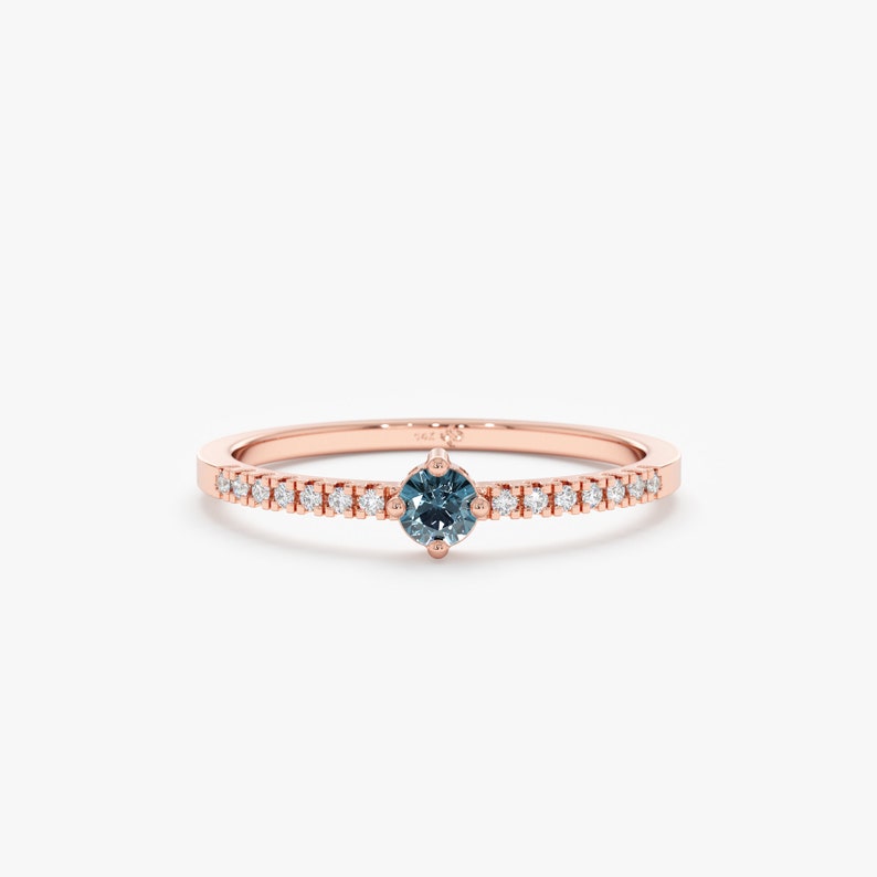 Rose Gold Diamond and Blue Topaz Ring