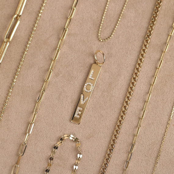 14k Solid Gold Diamond LOVE Charm Diamond Necklace Charm Yellow Gold Charm Necklace for Love Rose Gold Pendant Gift for Wife Sierra Etsy Canada
