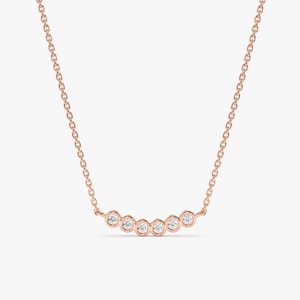 rose gold curved diamond bezel pendant necklace