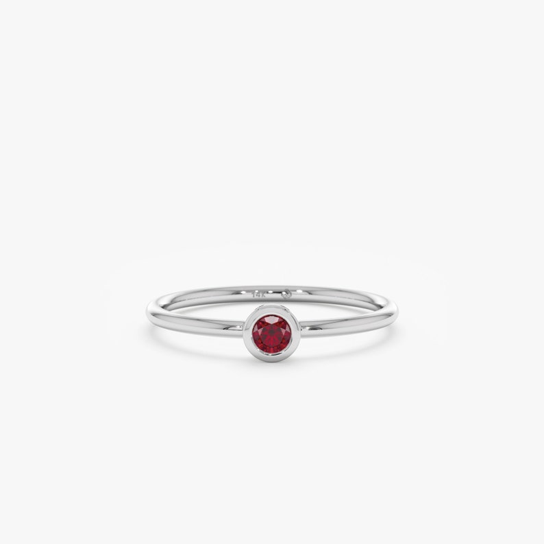 minimalist red ruby ring in white gold