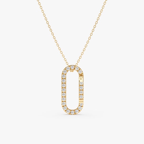 Diamond Charm Enhancer, Diamond Lock, Diamond Clasp, Diamond Charm Holder, Diamond Paperclip Charm, 14k Solid Yellow Gold Necklace Charm,Mai