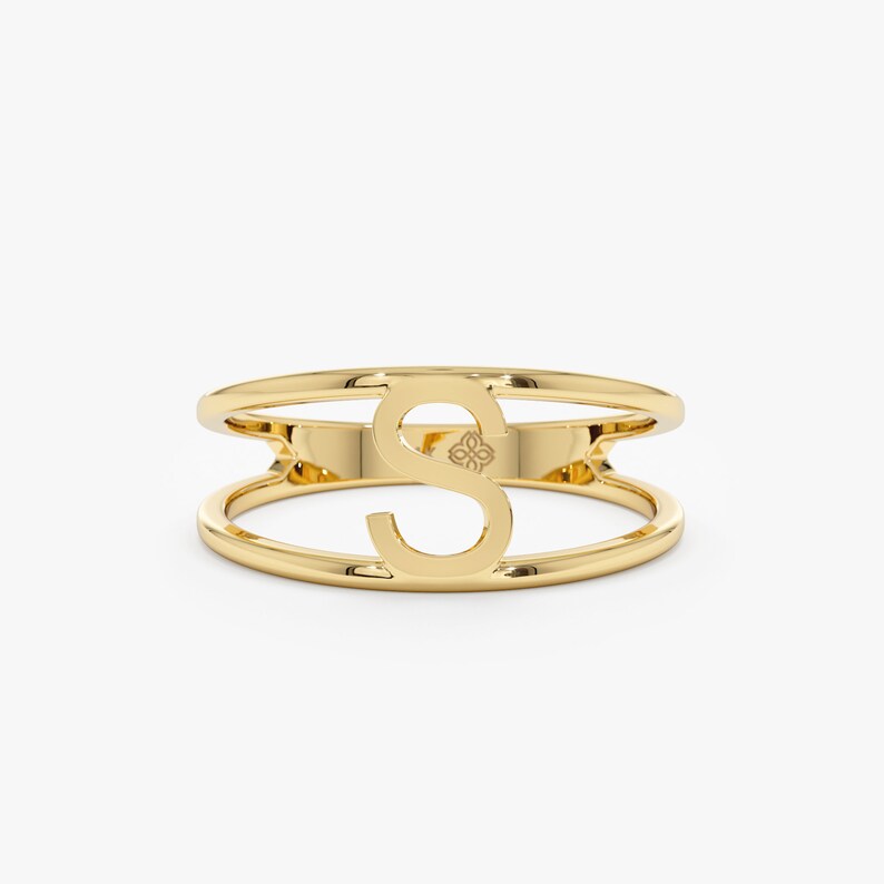 custom letter solid gold ring