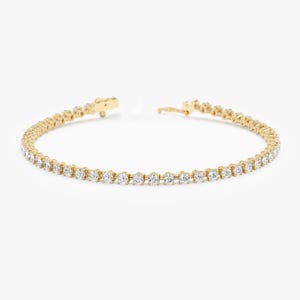 14k Diamond Tennis Bracelet, Solid Gold Bracelet, Natural Diamond Eternity Bracelet, Tennis Bracelet, Bridal Jewelry, 14k or 18k, Katniss