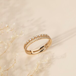 Simplistic Gold Handmade Double Diamond Ring