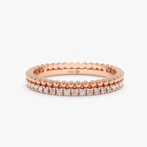 Rose Gold Beaded Diamond Band