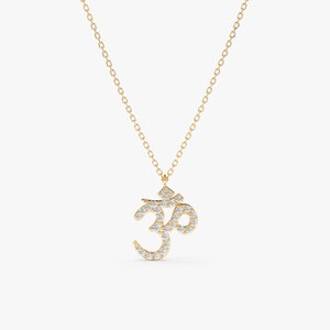 OM Necklace, Om Symbol Dainty Diamond Necklace, Women Necklace, Sound Of Universe, 14k or 18k Gold, Buddhism and Hinduism, Absolute Reality