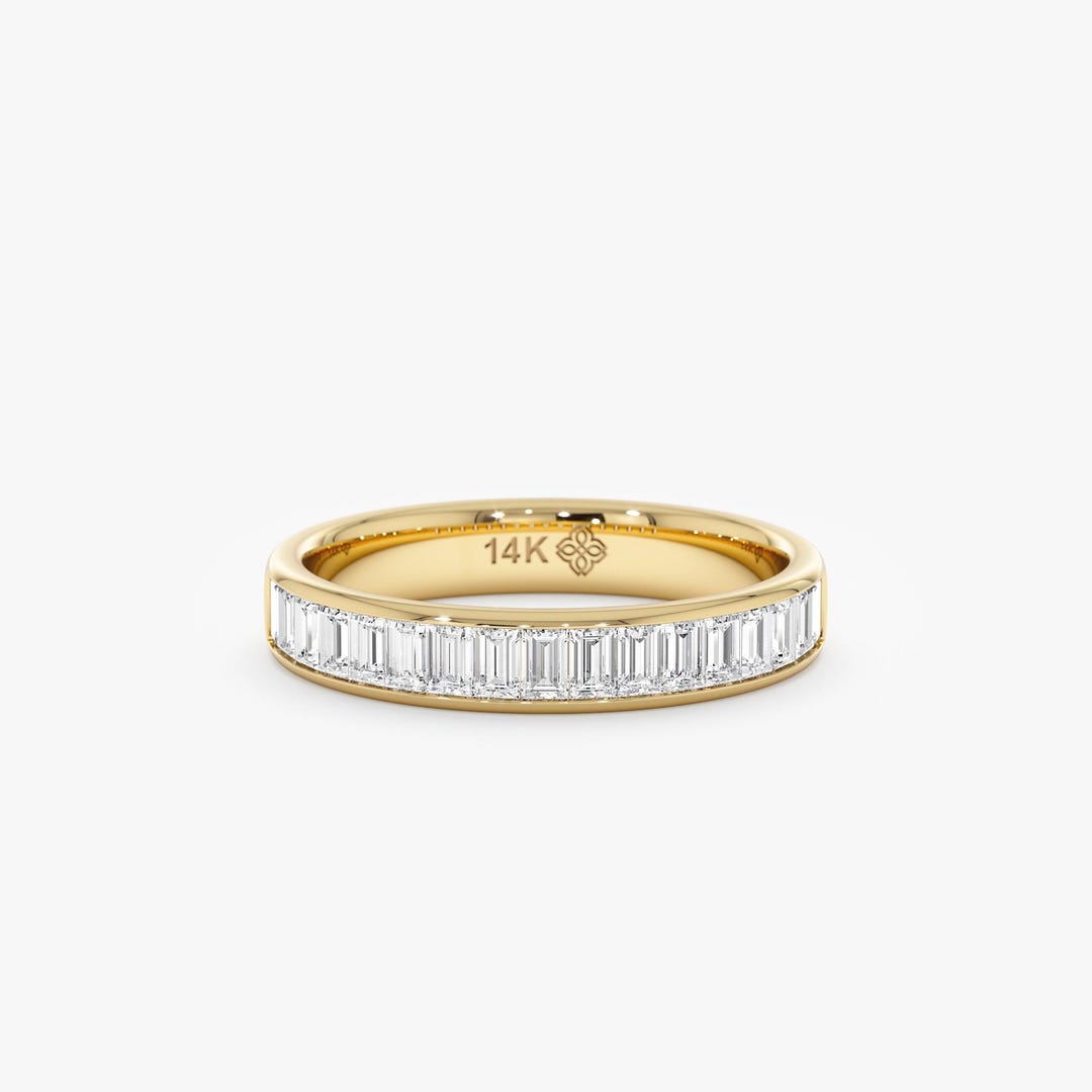 Handmade Solid Gold Lab Grown Diamond Baguette Eternity Band, Zena - Etsy