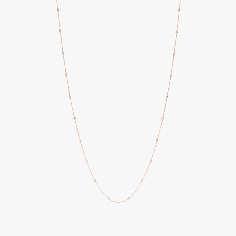 rose gold natural diamond by the yard necklace