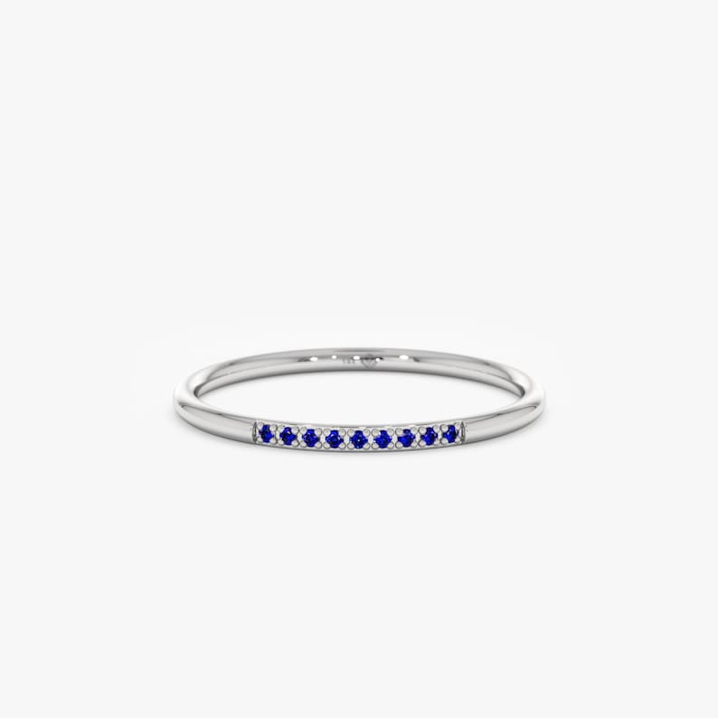 white gold blue sapphire ring