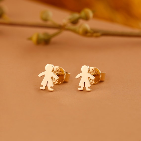 Angel 18K Gold Screw Back Earrings | Mimosura Jewellery for Kids