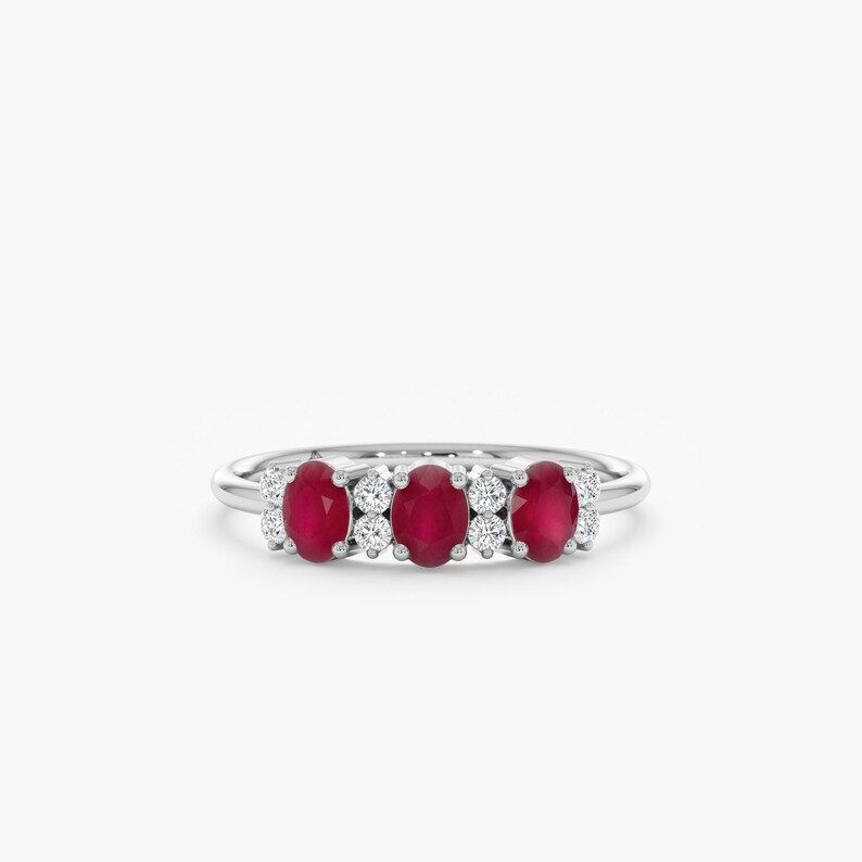 natural ruby and diamonds ring in white gold