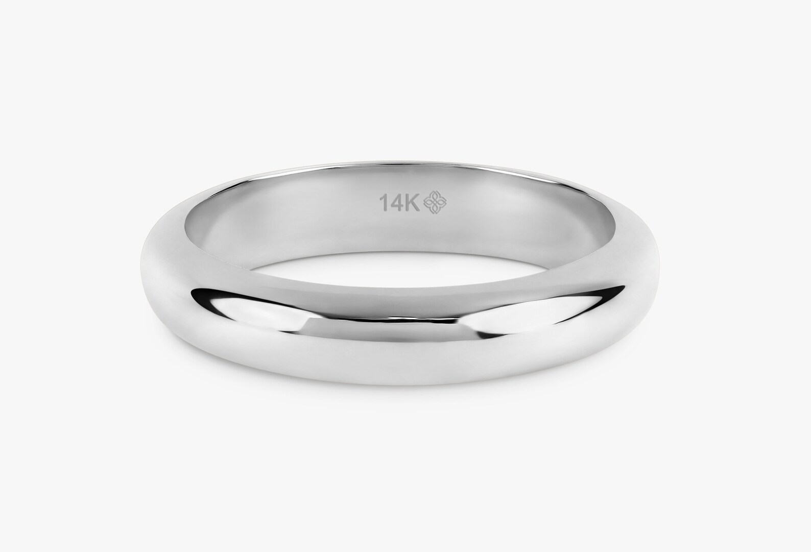 14k Solid Gold Dome Ring 4mm Wedding Band Plain Gold Ring Etsy