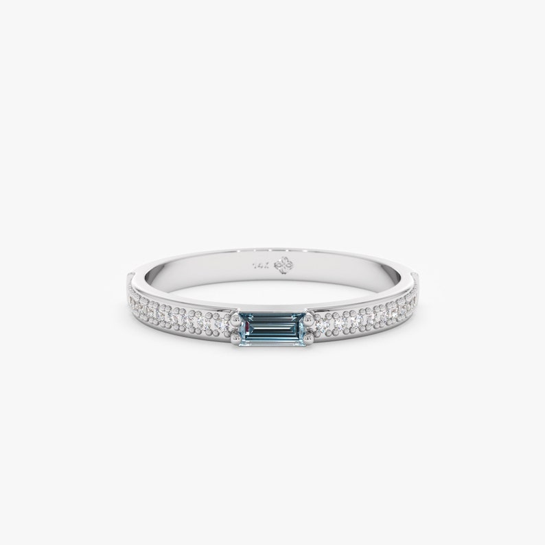 White Gold Blue Topaz Ring