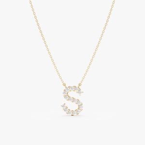 Lab Grown Diamond Initial Necklace, Personalized Necklace, Custom Letter Jewelry, Diamond Initial Pendant, Solid Gold Jewelry, Anouk