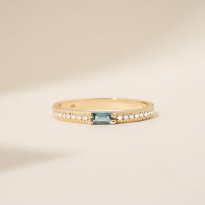 December Birthstone Ring with Diamond and Blue Topaz