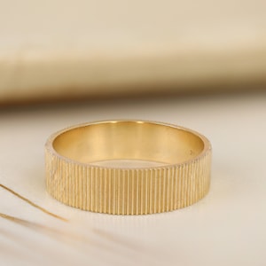 14k Gold Wedding Band, Dainty Wedding Band, Unusual Ring, 14k Solid Gold Band, Unique Brushed Gold, Matte Finish, Anniversary Gift, Bonnie