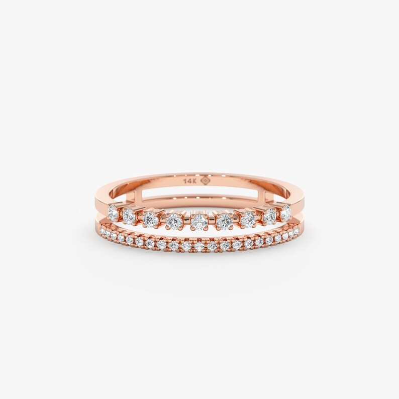 Rose Gold 2 Line Engagement Ring