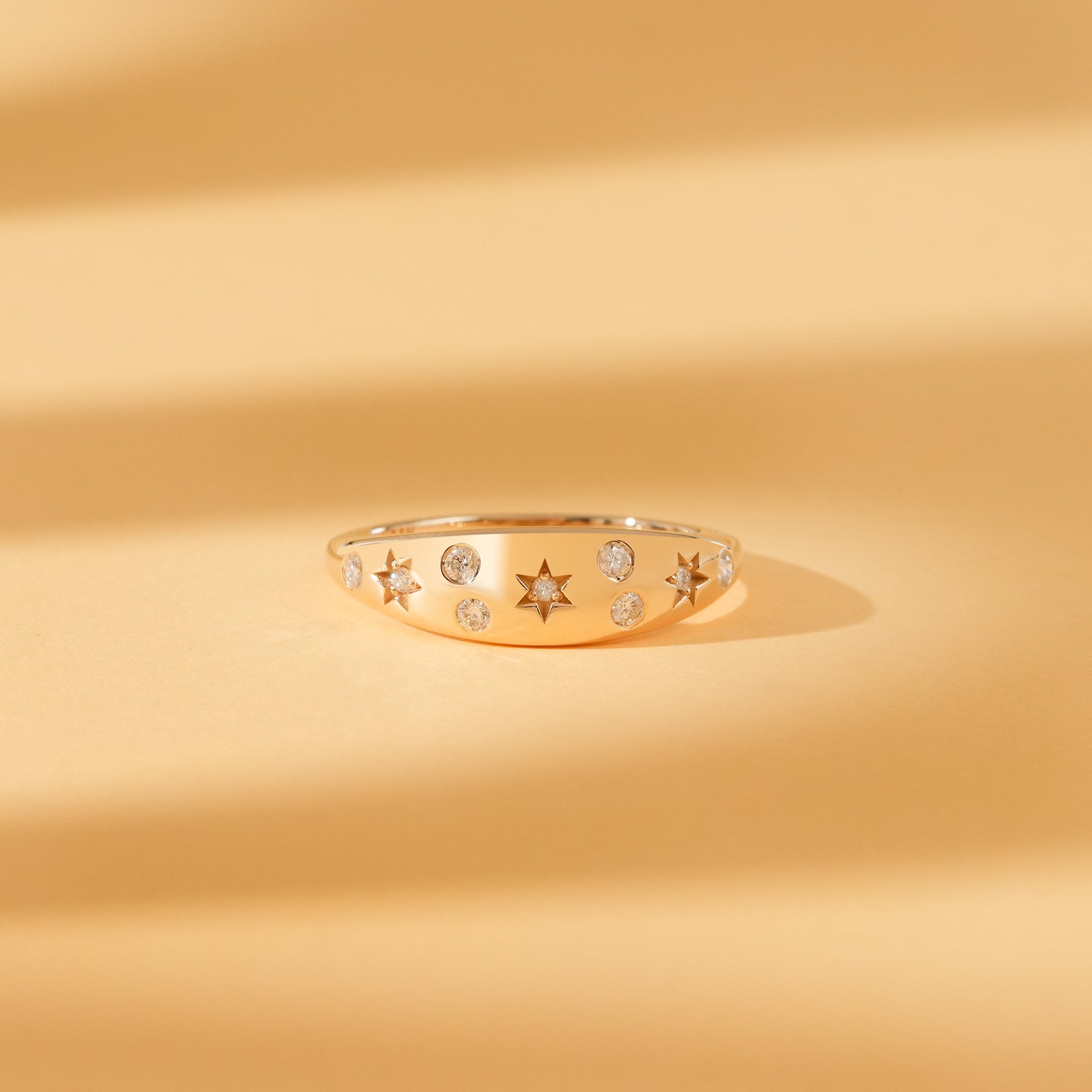 14k Gold Celestial Ring, Dome Star Ring, Multi Star Setting Jewelry ...