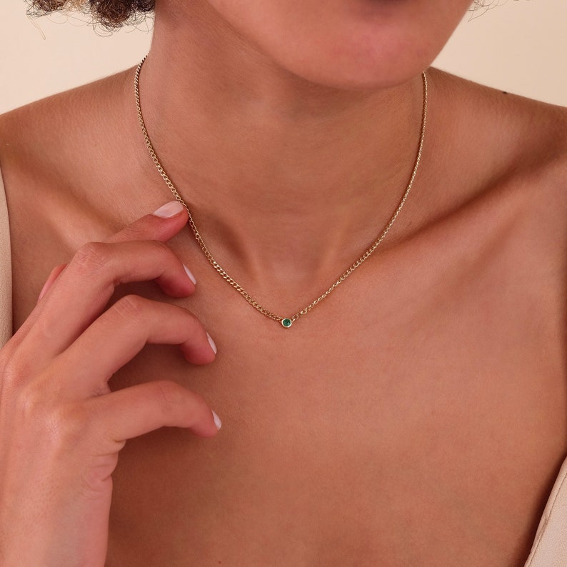 thin cuban chain may birthstone emerald necklace