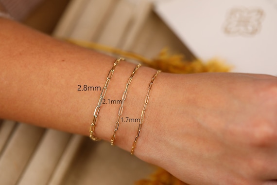 14K Yellow Gold Hollow Rolled Paper Clip Chain with Charms 2