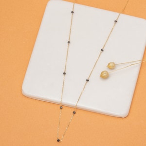14k or 18k yellow gold black diamond necklace