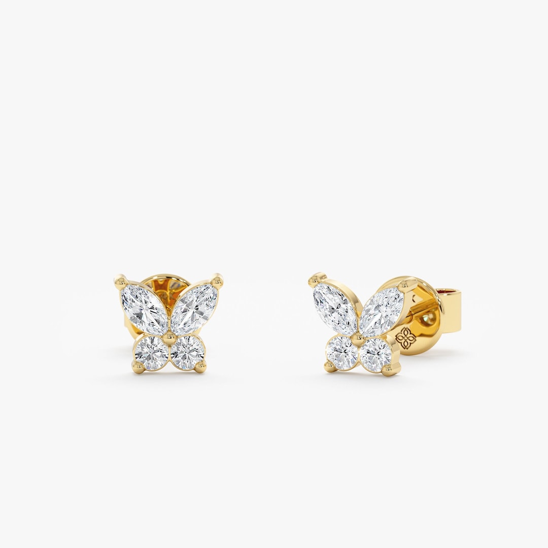 14K Yellow, Rose Pink, White Gold Butterfly Earring Backs (Mini