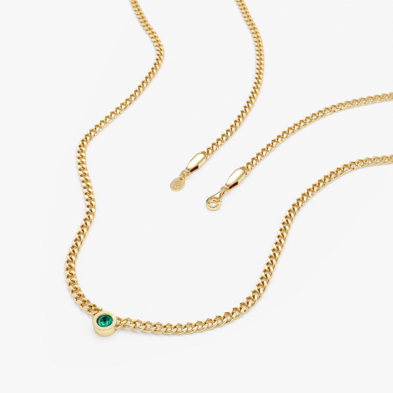 bezel set petite emerald necklace