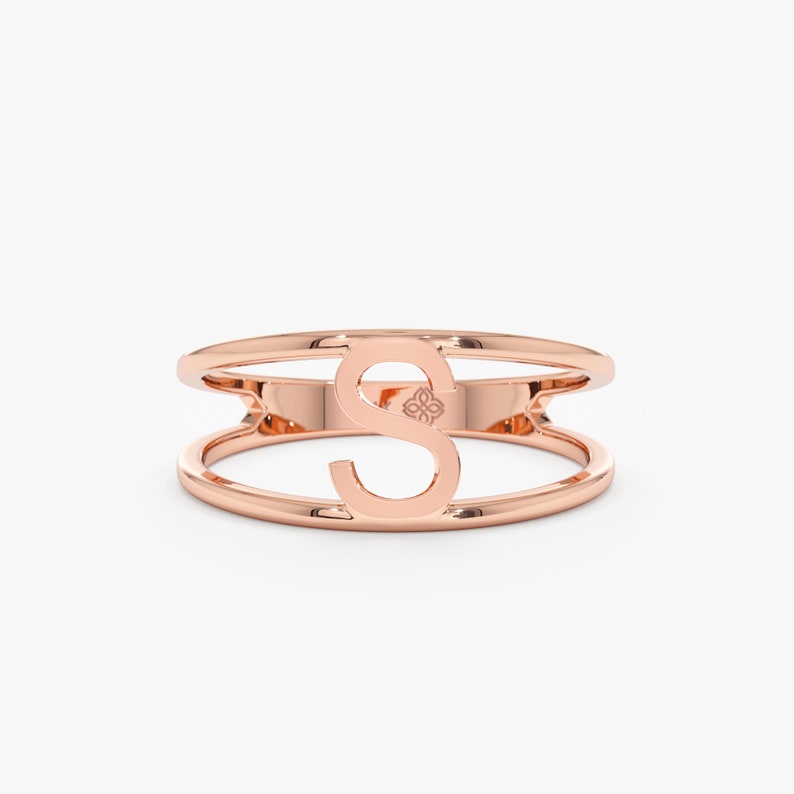 custom rose gold letter ring