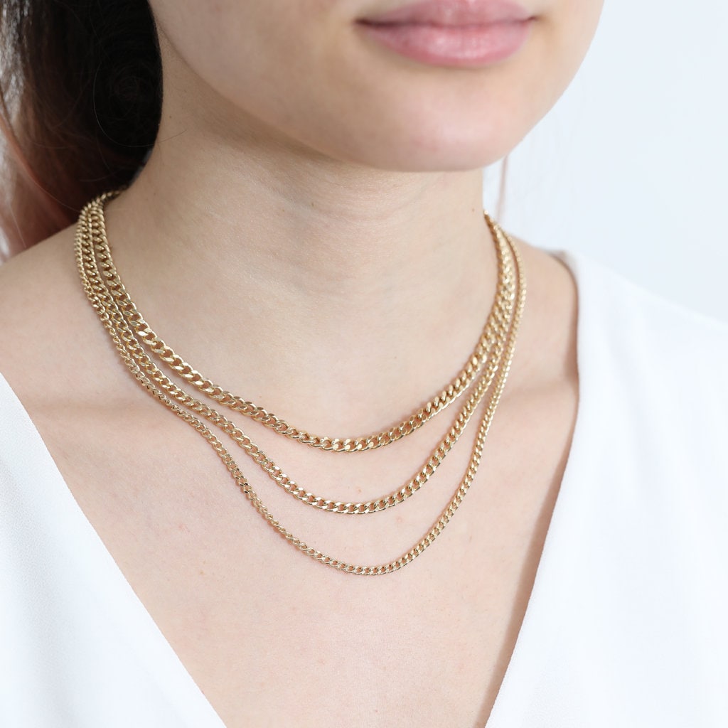 Gold Cuban Link Chain for Women - Farah Cuban Link Chain Necklace - Gold Plating - Curb Chain Necklace - Oak and Luna Jewelry - Birthday Gift