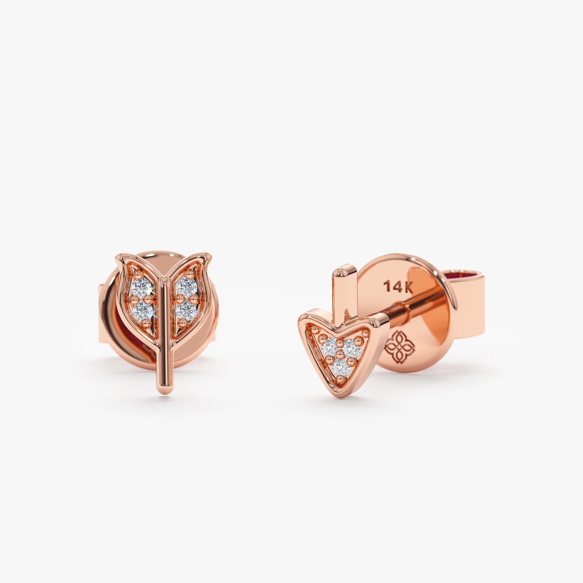 送料税込【AMY O】Angulo Dainty Stud ピアス ☆(2色) 国内発♪ 14k Solid Gold Diamond Arrow Earrings, Broken Arrow Earrings