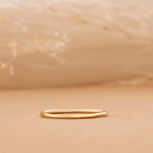 14k Gold Simple Wedding Band Ring, Thin Gold Ring, Simple Plain Gold Ring, Minimalist Wedding Ring, 1.2mm, Stacking Plain Gold Ring, Julia image 7