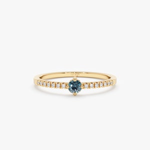 Minimalist Design Topaz and Diamond Stacking Ring