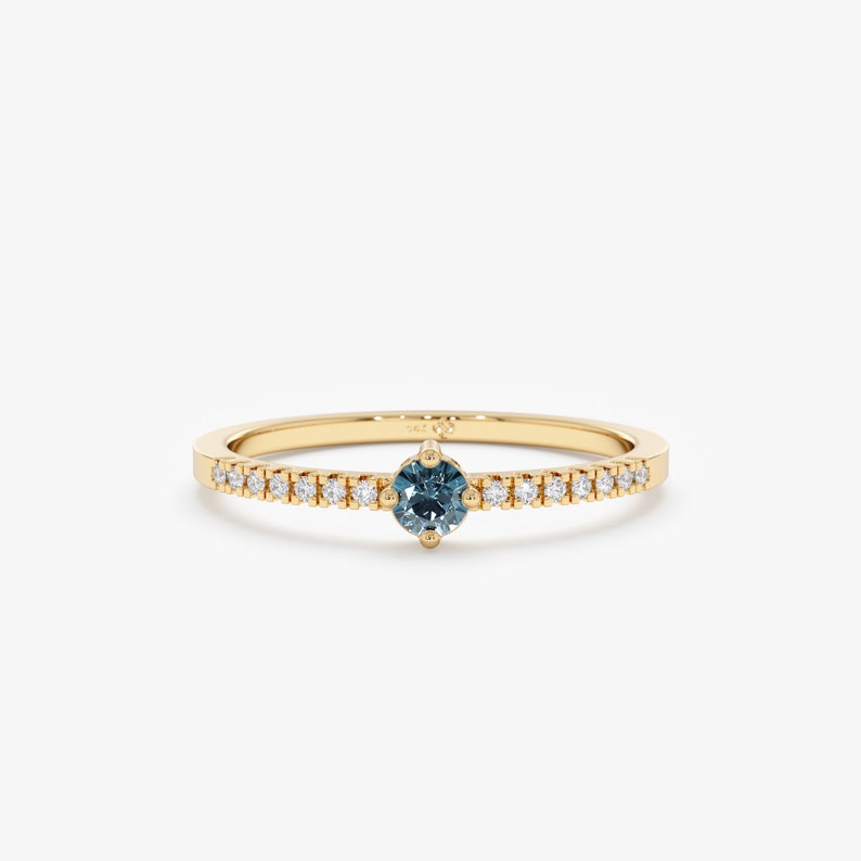 Minimalist Design Topaz and Diamond Stacking Ring