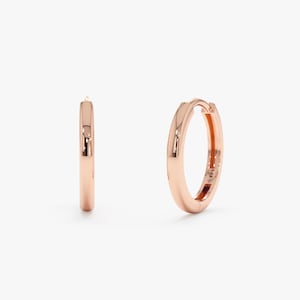 14k rose gold hoop huggies