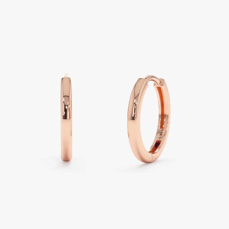 14k rose gold hoop huggies