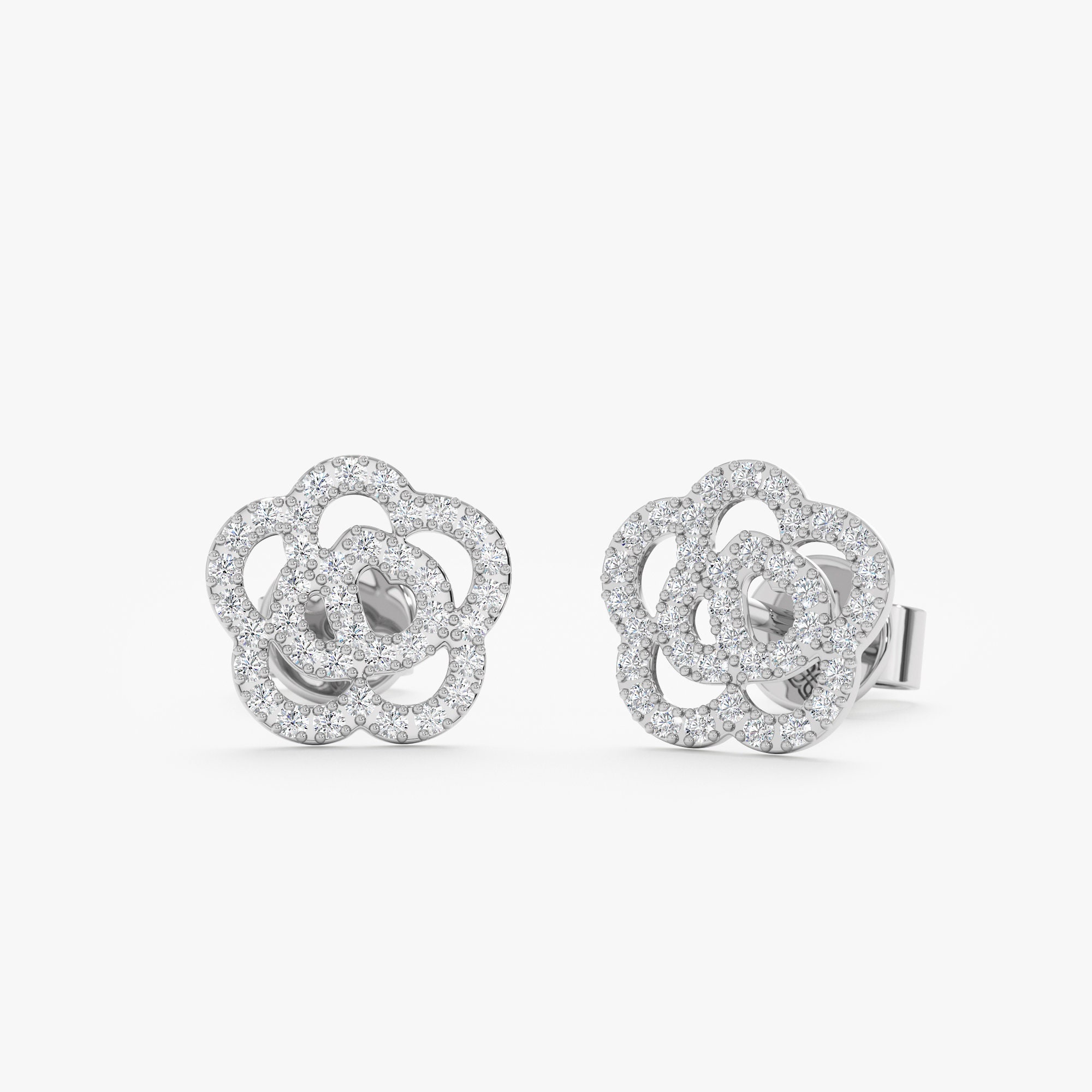Chanel Camellia Charm Diamond Yellow Gold Earrings