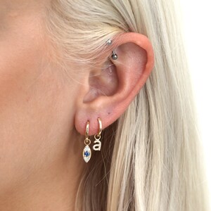 Dainty Earring Charms in eye shape and letter initial for her