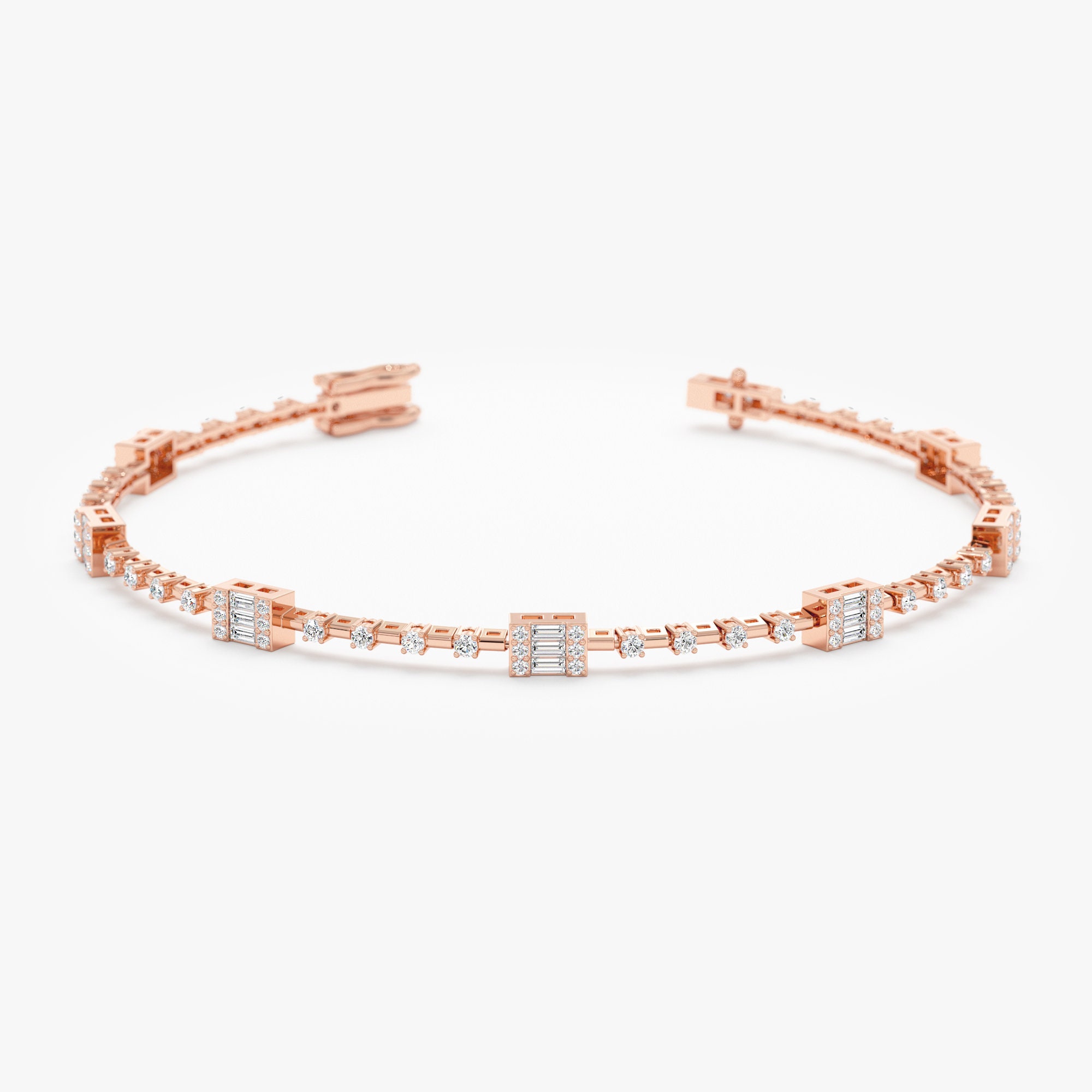 FANCIME 14K Solid White Gold Open Heart Diamond Wedding Bridal Prom Tennis Bracelet Mother's Day Gifts For Her Women Mom Wife (Diamond 1.42cttw, Clarity SI2, Color I-J), Length 7