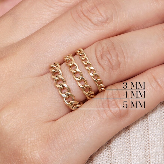 14K Yellow Gold Natural Ruby Curb Chain Ring 14K Yellow Gold Natural Ruby Curb Chain Ring