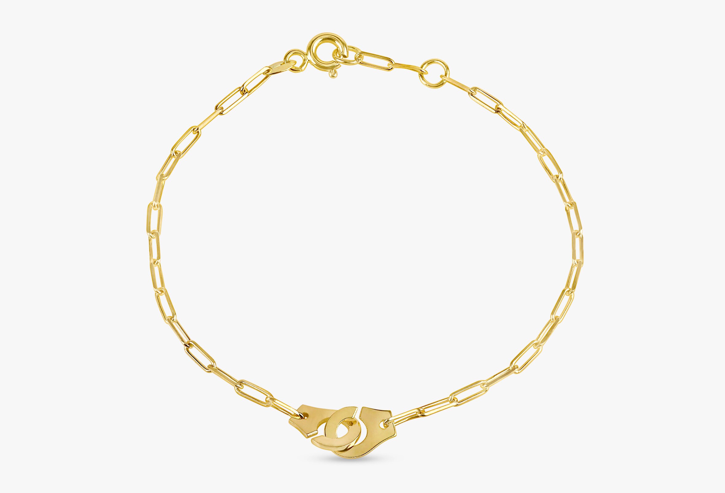 14k Gold Handcuff Bracelet / Charlotte / Dainty Paperclip Etsy