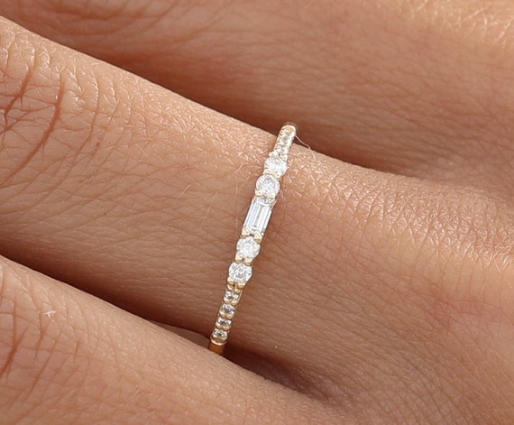 14K Round Baguette Diamond Bar Set Eternity Band Two-Tone Gold - Made For  Love Jewelry