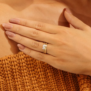 sarah elise plain gold wedding band and petite diamond engagement ring