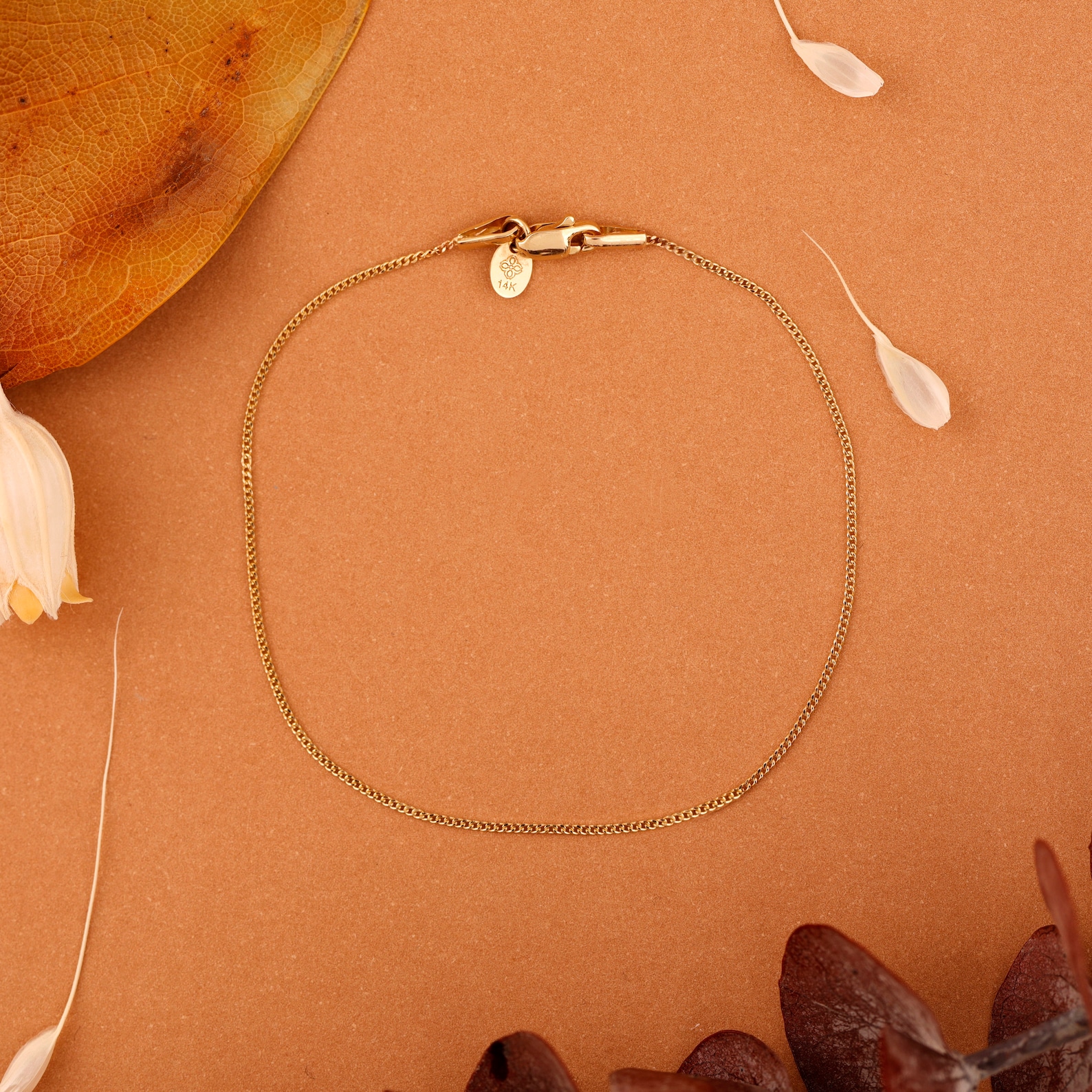 14K Gold Chain Bracelet Thin Cuban Chain Bracelet 14k Cuban Etsy