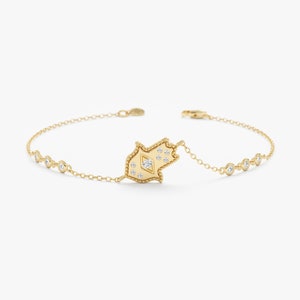 Diamond Hamsa Bracelet, 14k or 18k Solid Gold Diamond Bracelet, Good Luck Bracelet, Protection Jewelry, Holy Hand, Spiritual Bracelet, Yael