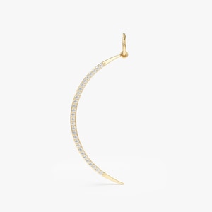 14k Gold Diamond Crescent Charm, Large Diamond Moon Necklace Charm, Natural Pave Diamonds, Rose, White, Yellow Gold, Solid Gold, Aubree