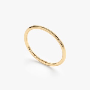 14k Gold Simple Wedding Band Ring, Thin Gold Ring, Simple Plain Gold Ring, Minimalist Wedding Ring, 1.2mm, Stacking Plain Gold Ring, Julia image 2