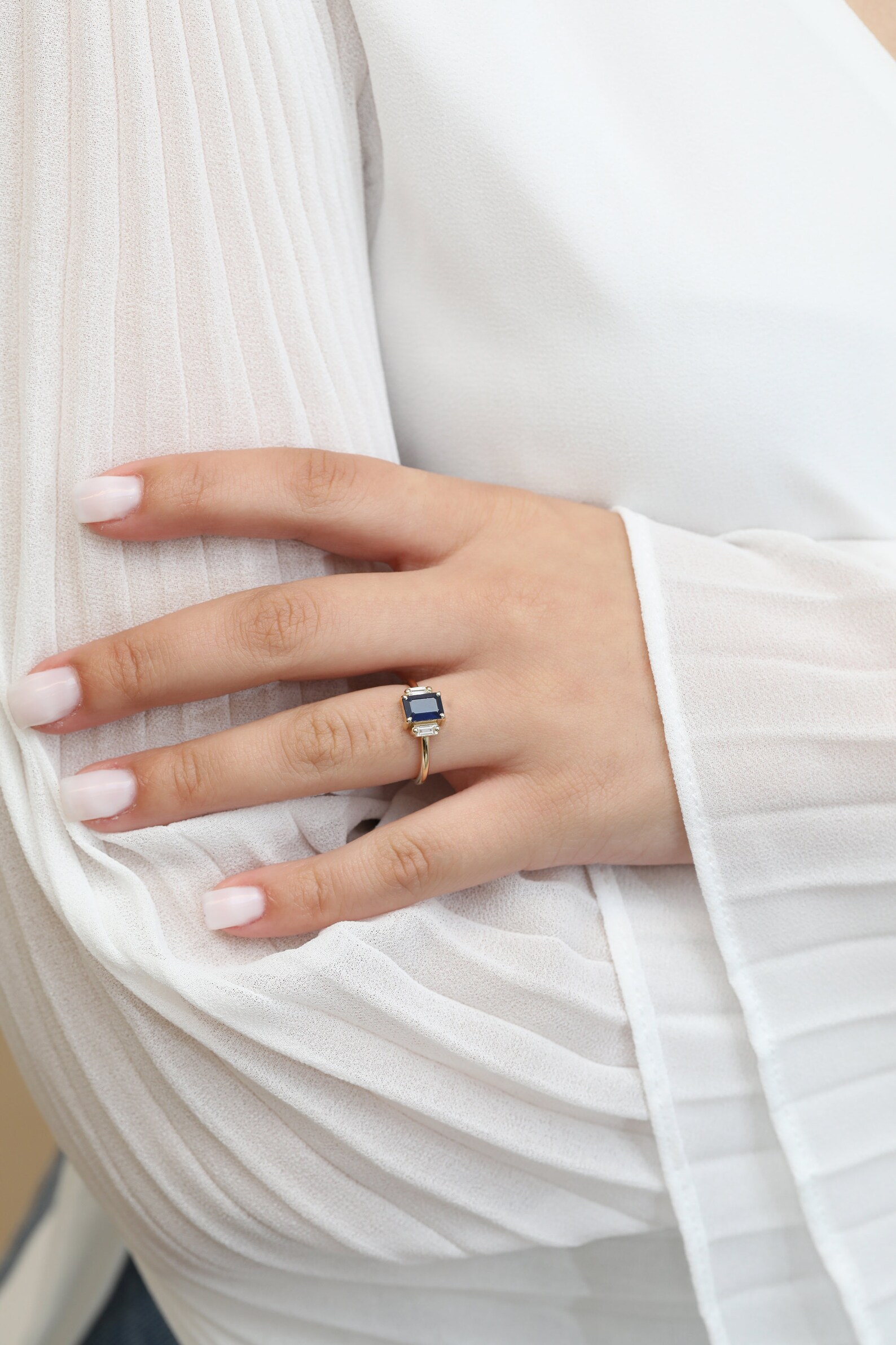Solid Rings Blue 14k Solid Gold Large Blue Sapphire Ring Blue Sapphire - Etsy