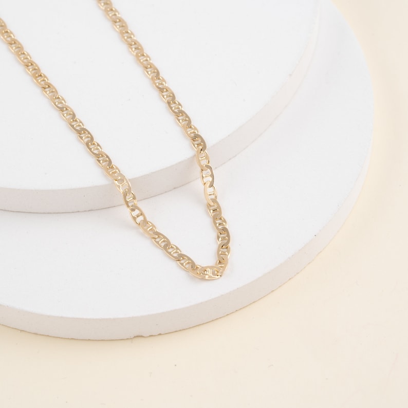 solid gold mariner link chain necklace