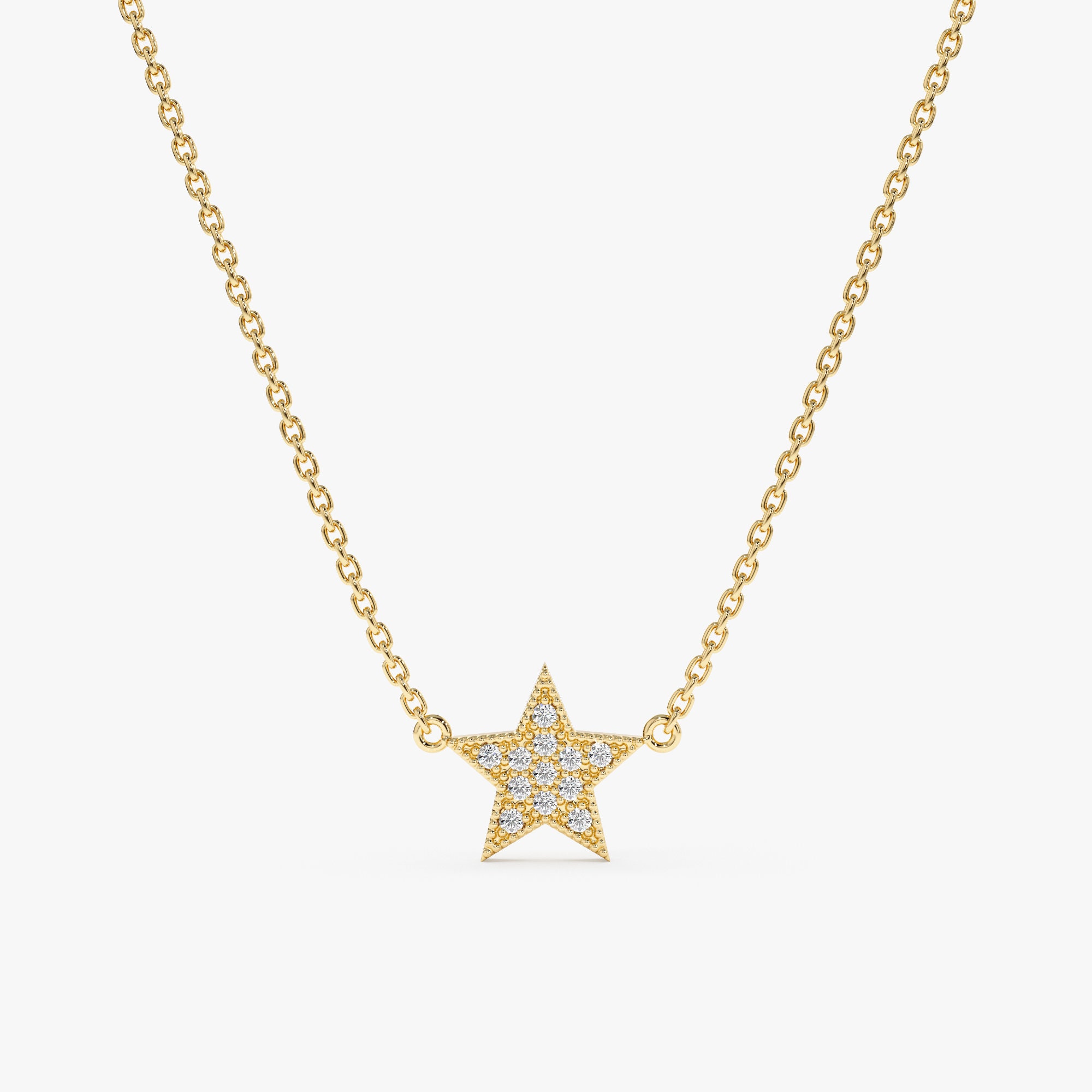 Gold star necklace with diamonds sale