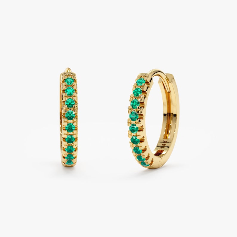 emerald lined huggie earrings